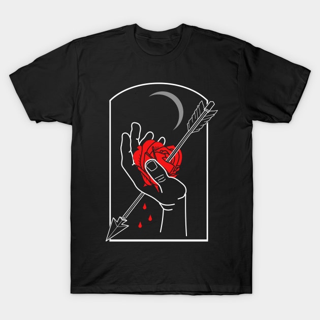 Arrow through the hand T-Shirt by deadlydelicatedesigns